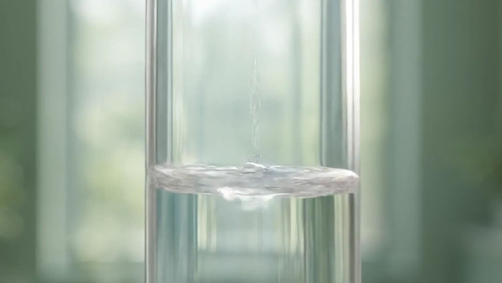 A drop landing in clear fluid