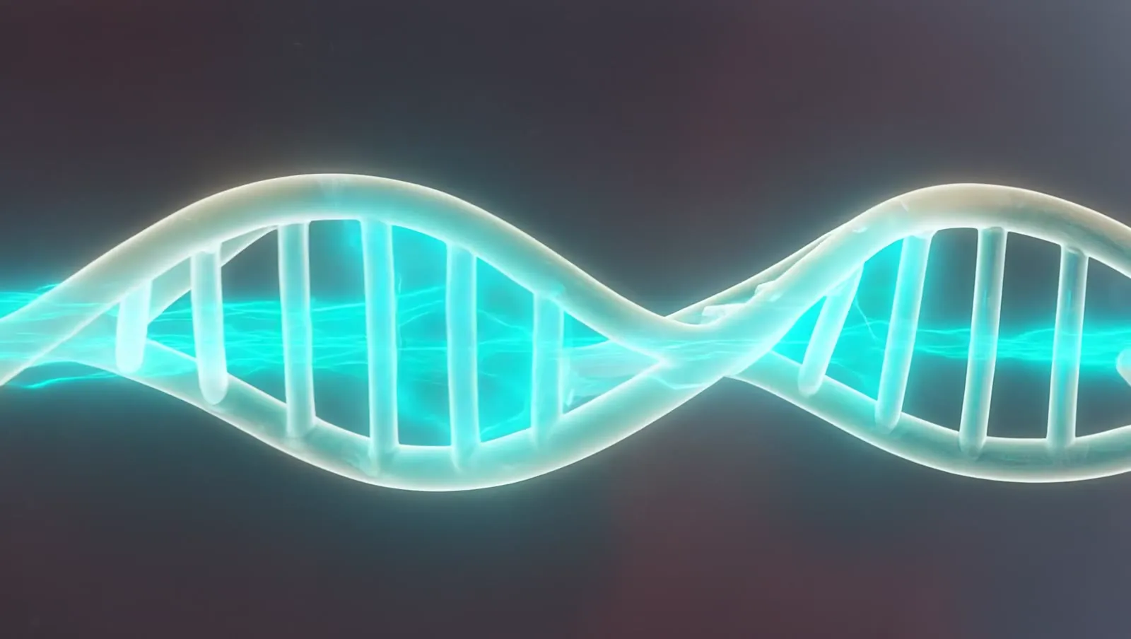 A glowing DNA helix