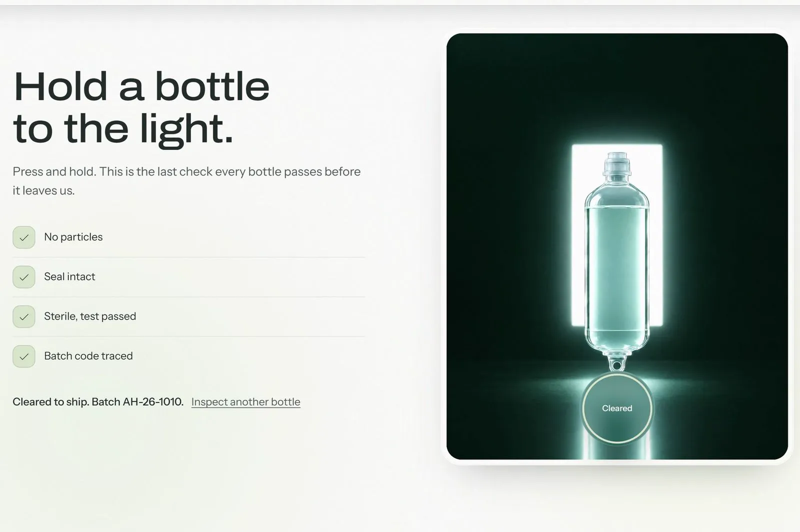 Anurag Healthcare website: an IV bottle lit from behind with a checklist beside it