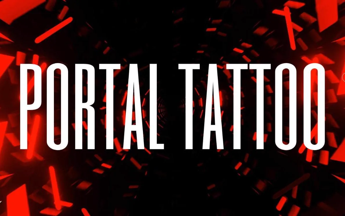 Portal Tattoo website: the studio's name over a red light tunnel